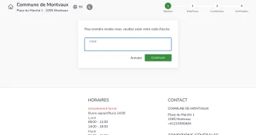 City of Lausanne, Contrôle des Habitants - Interfacing with the system for calling appointments by letter and QR code, allowing an automatic and directed appointment to be made, only for the person called, with a follow-up of the person called.