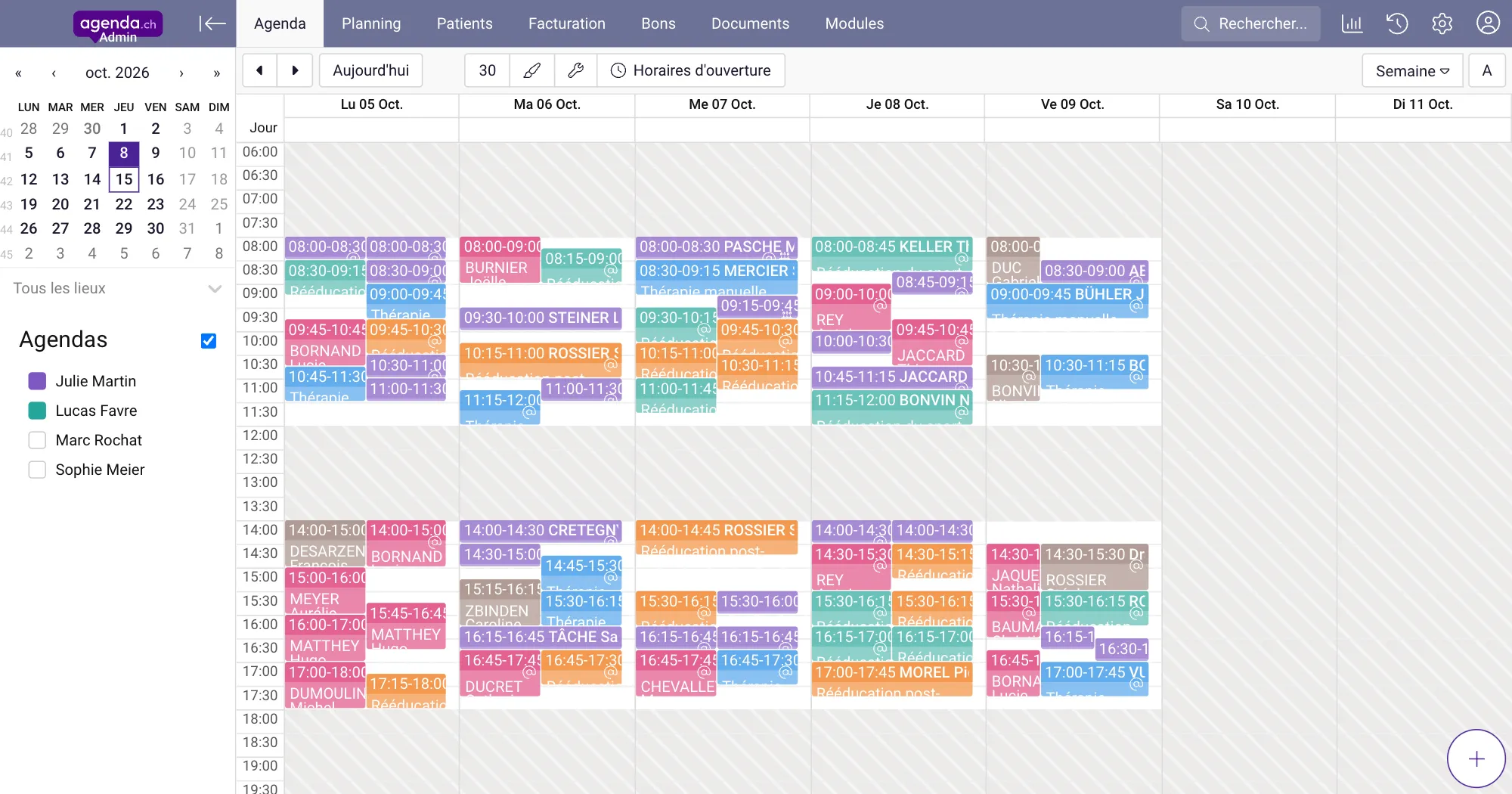 L'agenda en ligne d'agenda.ch, vue de la semaine