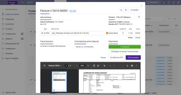 La génération d'un justificatif de remboursement Tarif 590 ne prend que quelques secondes depuis le calendrier.
Vous pouvez directement l'envoyer au patient par email.